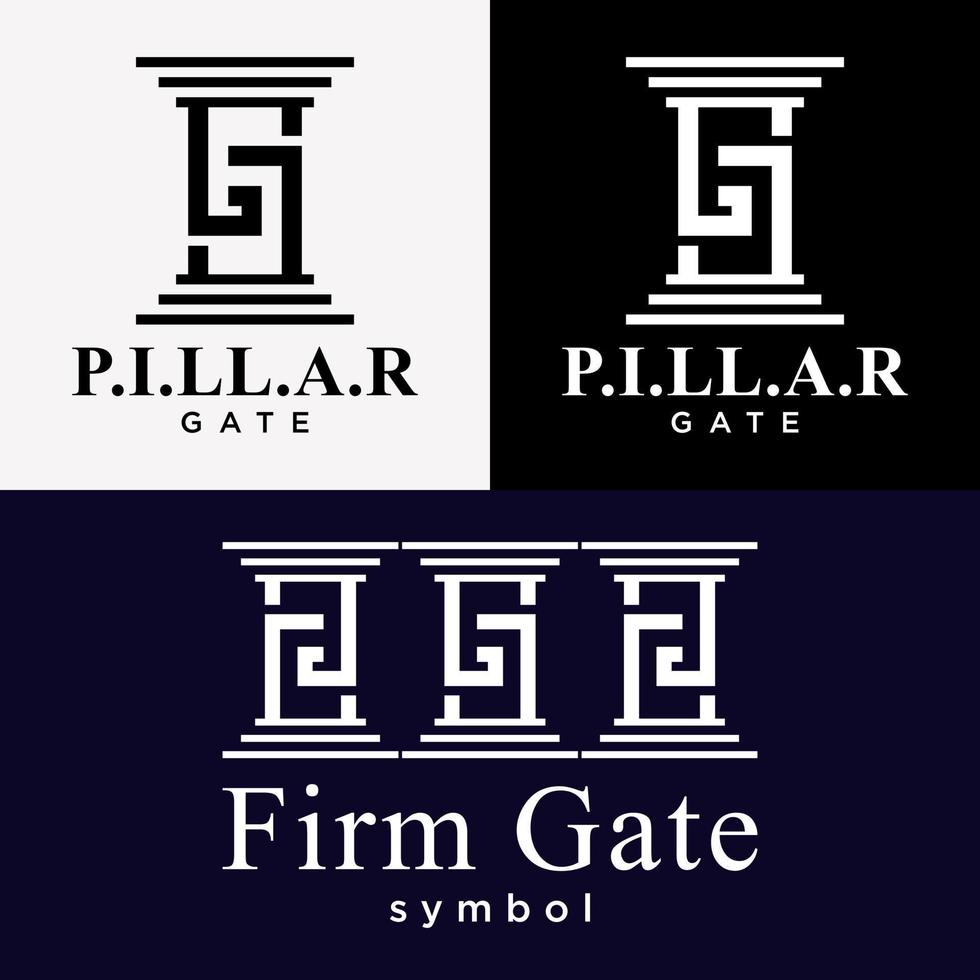 Set Pillar Symbol Column Firm Court Icon Luxury Brand Identity Logo Design Vector