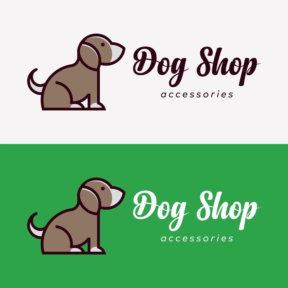 conjunto personaje dibujos animados perro divertido adorable juguete muñeca tienda de accesorios negocio logotipo diseño vector