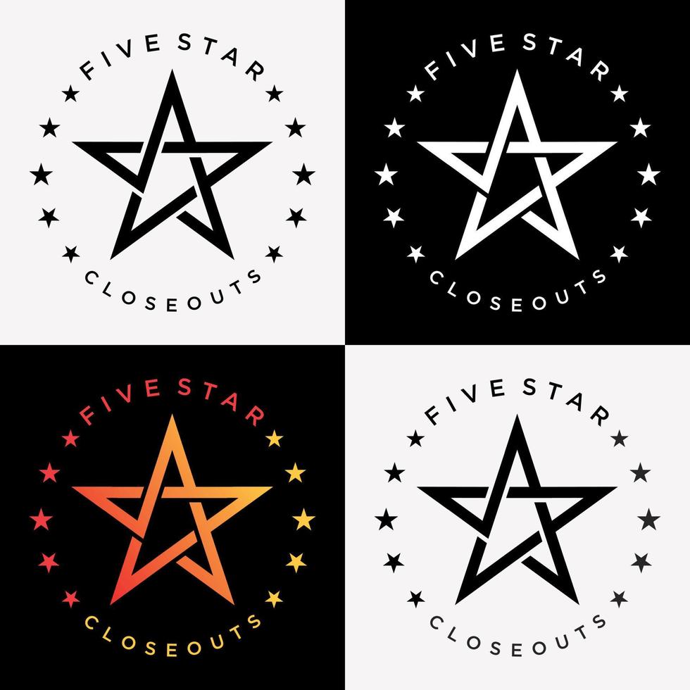 establecer símbolo de estrella estilo creativo elegante icono de brillo moderno calificación de premio plantilla de logotipo de identidad de marca vector