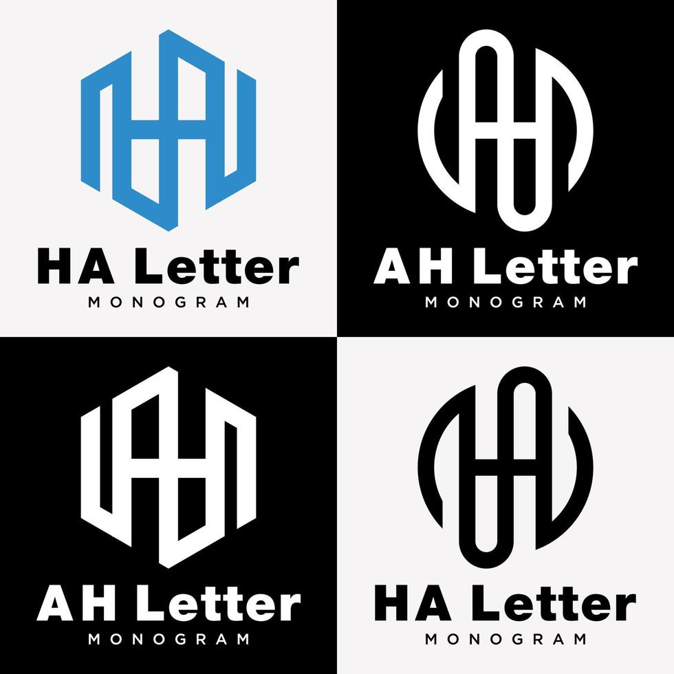 Letter HA AH Monogram Alphabet Modern Style Elegant Luxury Icon Symbol Brand Identity Logo Design Vector