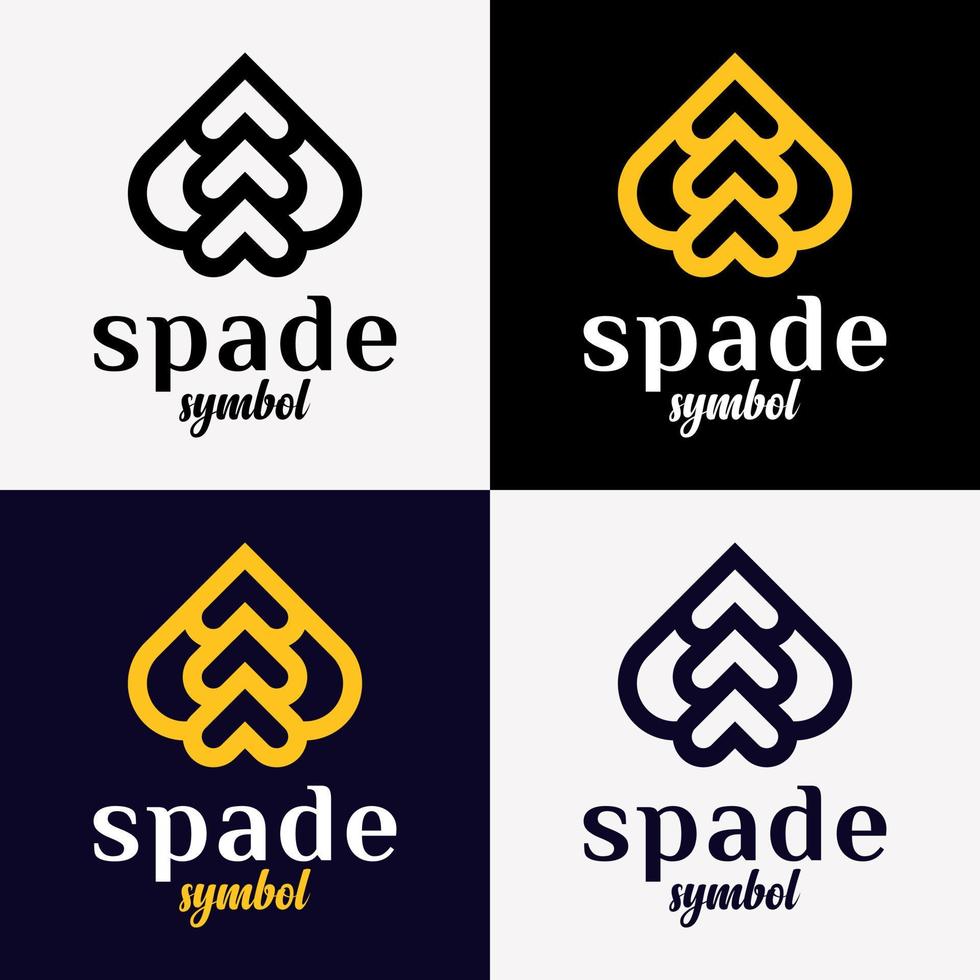 Set Spade Icon Symbol Card Game Modern Style Scoop Construction Brand Identity Logo Design Vector