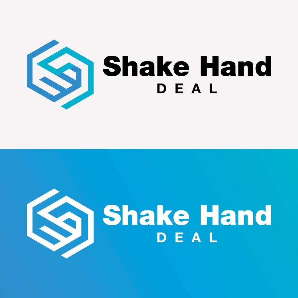 Set Hexagon Geometric Style Hand Shake Icon Symbol Elegant Deal Approve Identity Business Logo Template vector