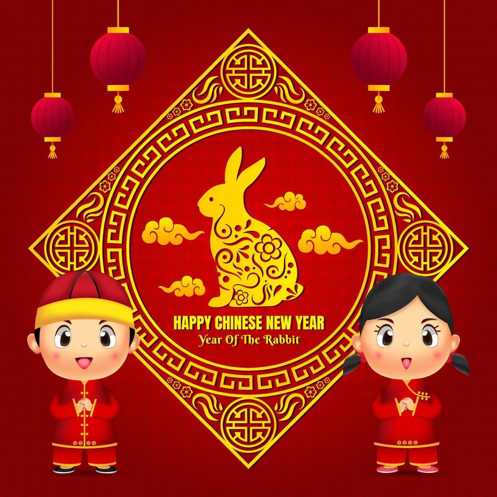 cartel de diseño de feliz año nuevo chino 2023. año del vector de diseño de conejo