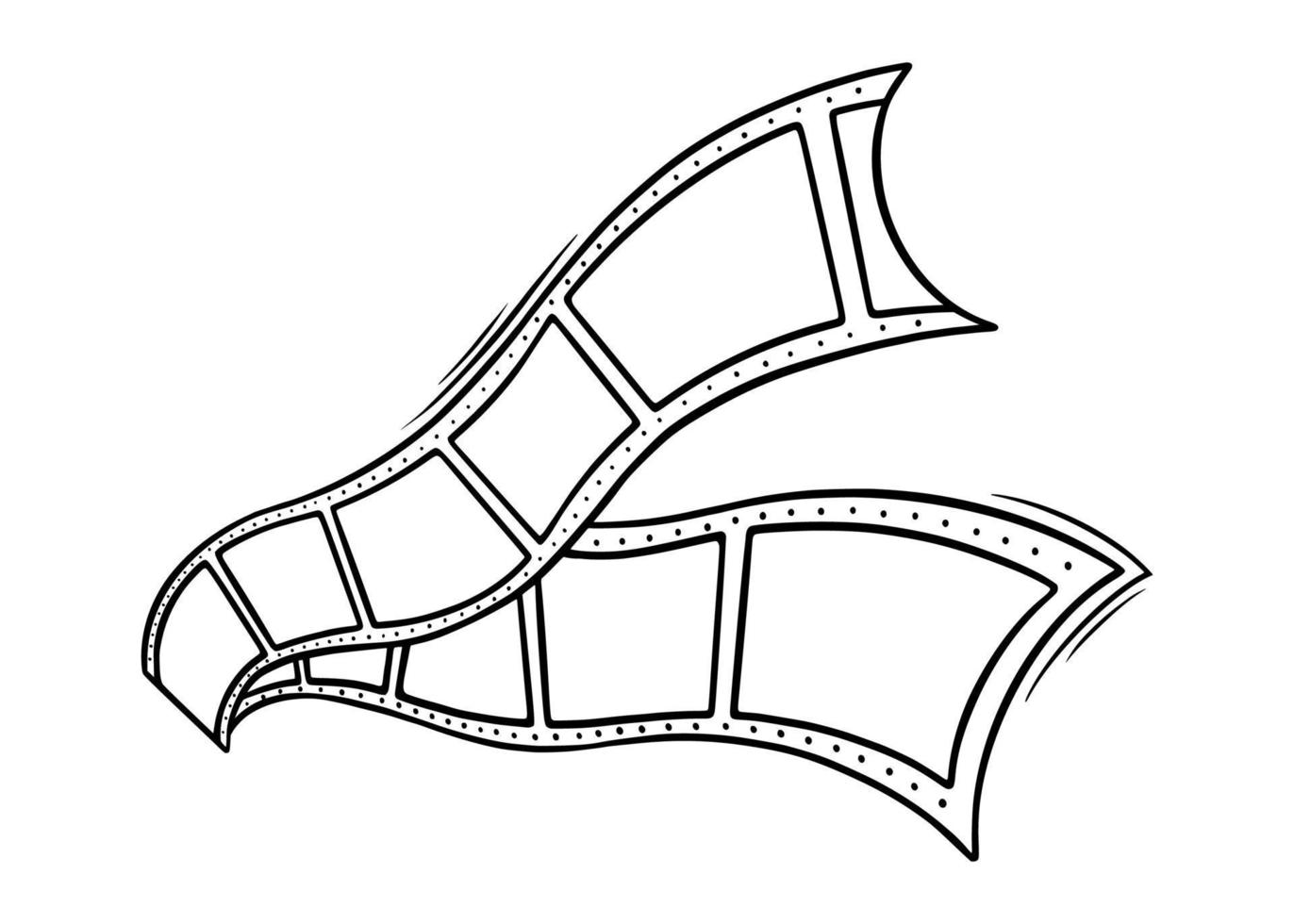 Cinema film roll sketch. Cinema ribbon in doodle style. Vector