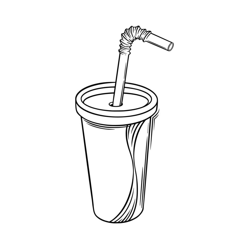 Soda drink sketch. Soda in doodle style. Vector illustration