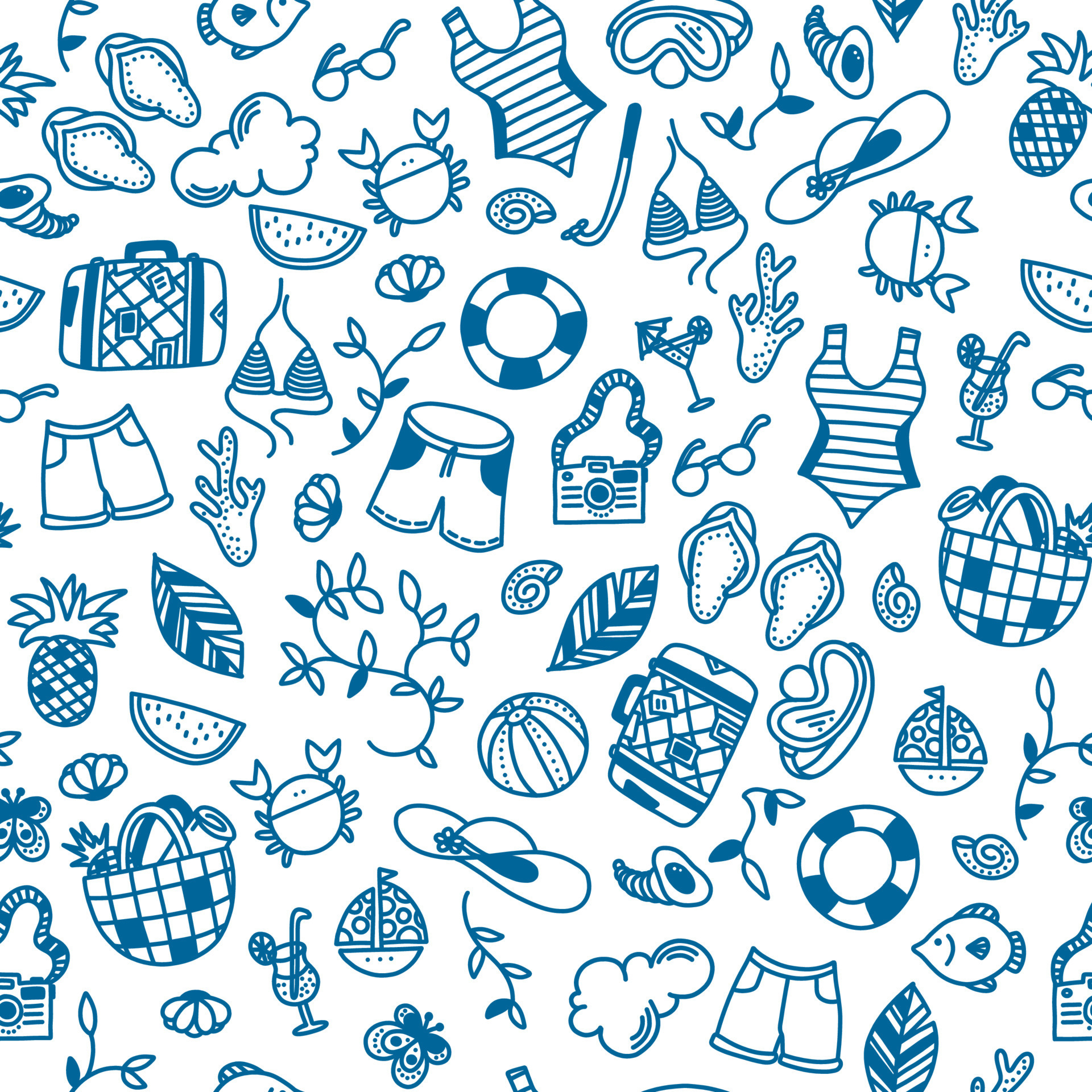 Summer time seamless pattern. Doodle vector illustration 14744015 ...