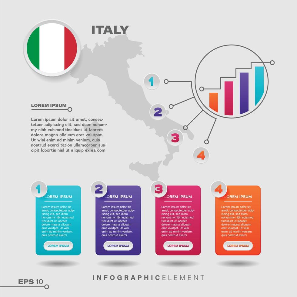 elemento infográfico gráfico de italia vector