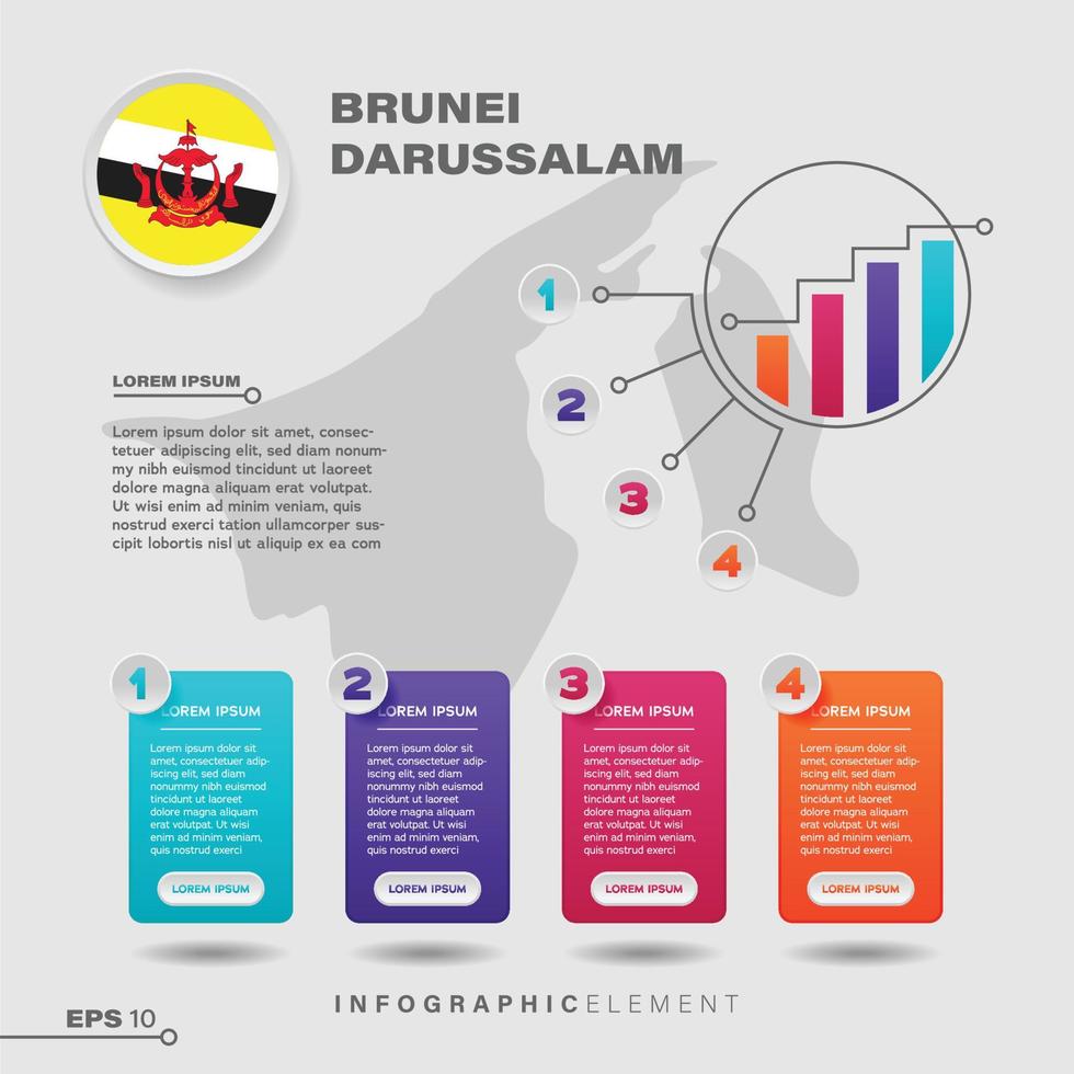 elemento infográfico gráfico de brunei darussalam vector