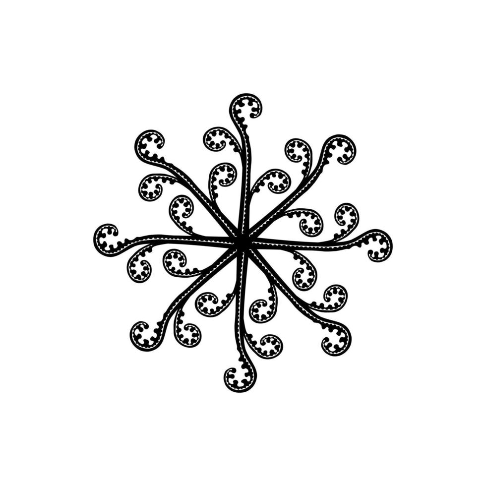 en forma de círculo hecho de composición de silueta de planta de helecho. mandala contemporánea moderna para logo, ornamentado, decoración o diseño gráfico. ilustración vectorial vector