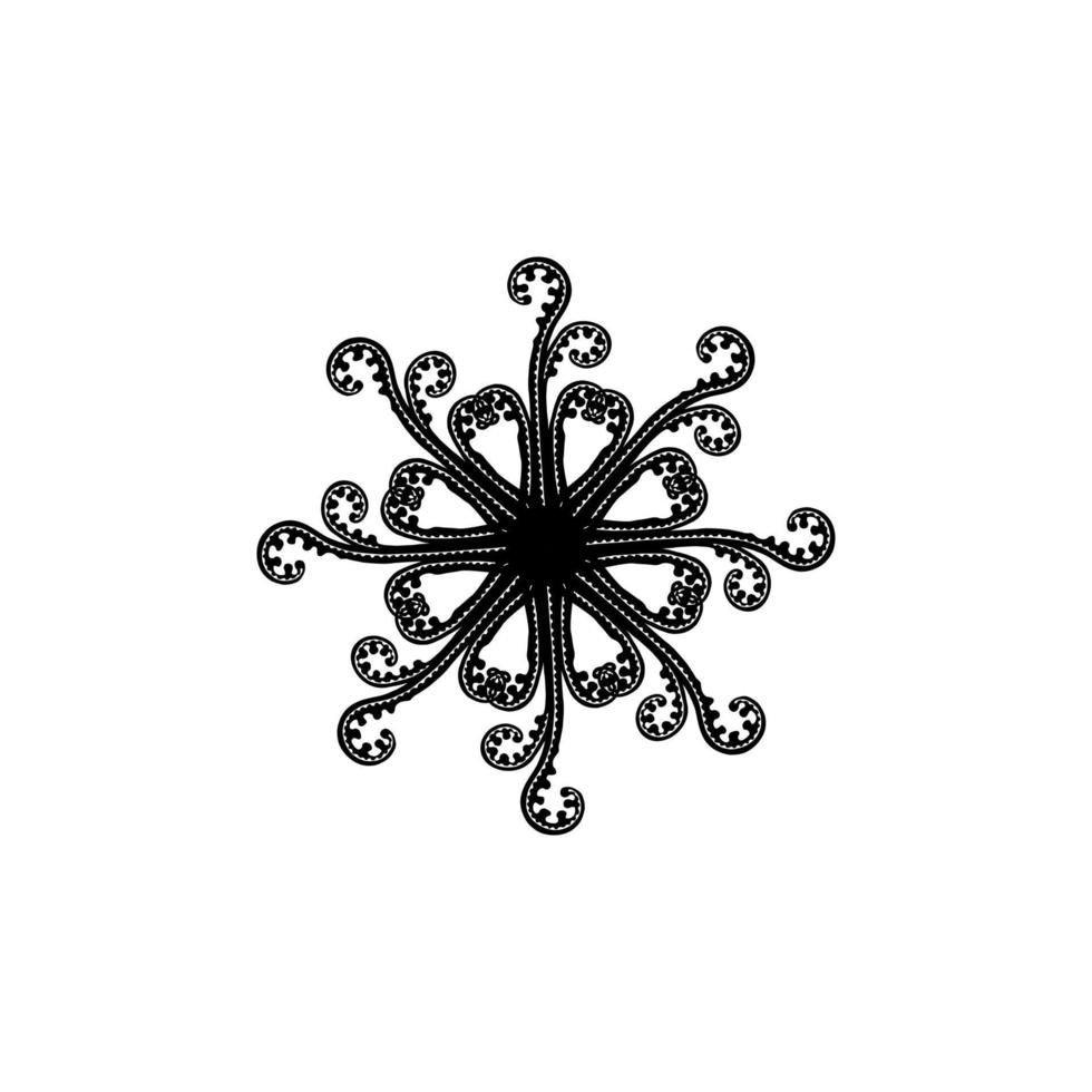 en forma de círculo hecho de composición de silueta de planta de helecho. mandala contemporánea moderna para logo, ornamentado, decoración o diseño gráfico. ilustración vectorial vector