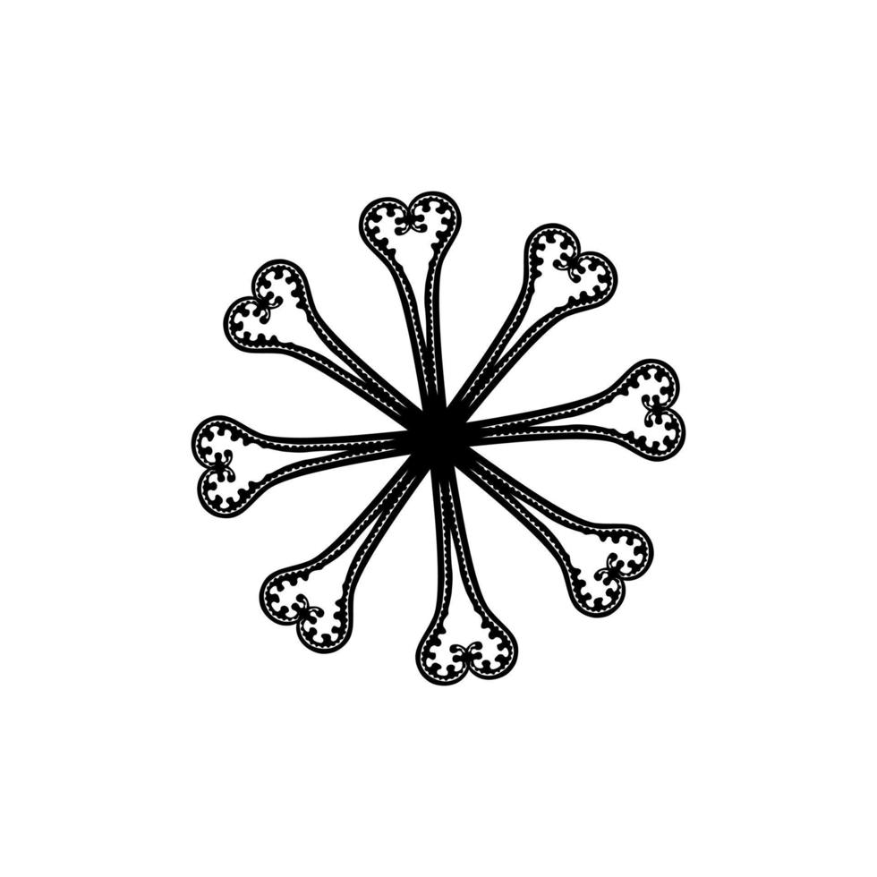 en forma de círculo hecho de composición de silueta de planta de helecho. mandala contemporánea moderna para logo, ornamentado, decoración o diseño gráfico. ilustración vectorial vector