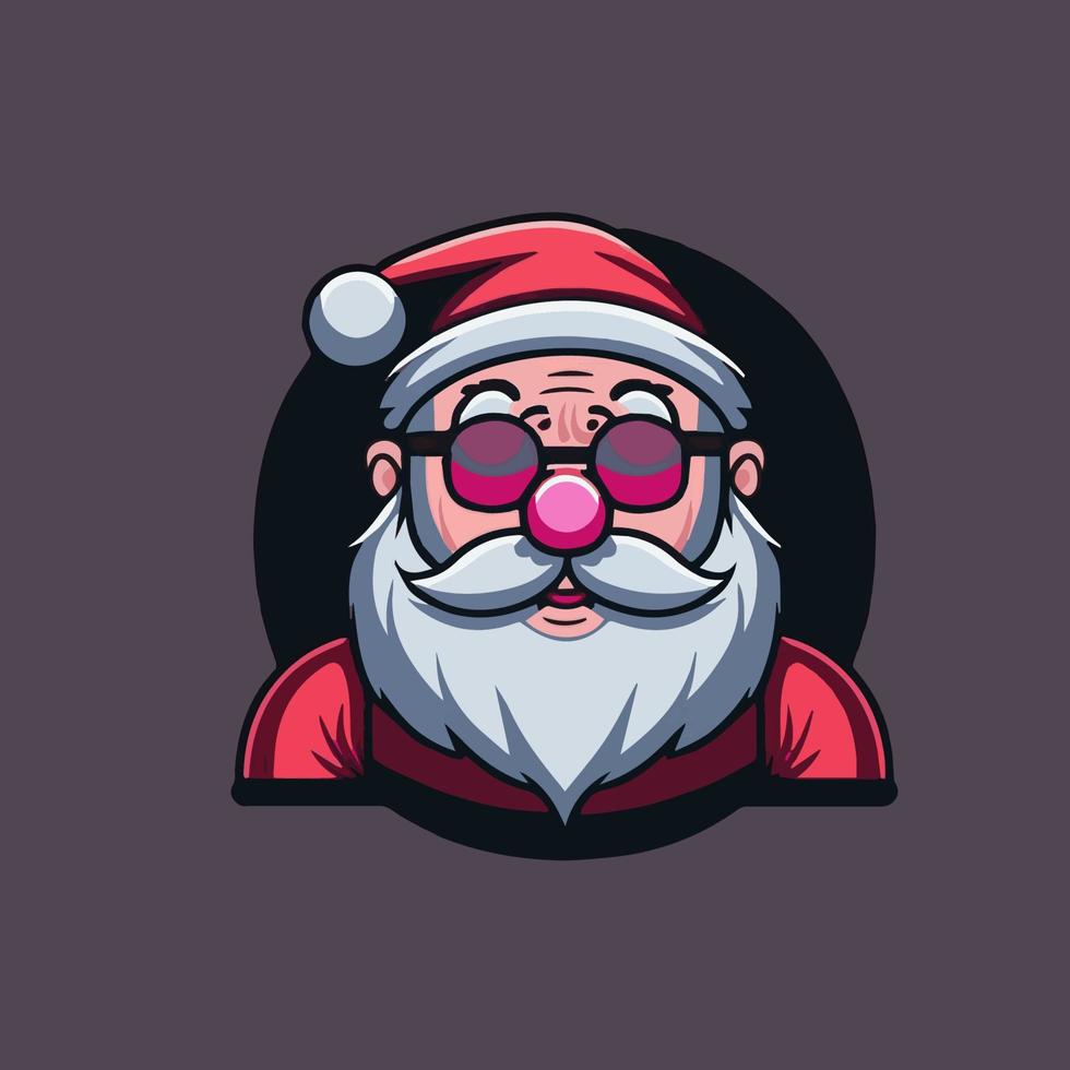 ilustración para navidad logotipo de santa claus mascota de dibujos animados feliz navidad y feliz año nuevo tarjeta de felicitación vector