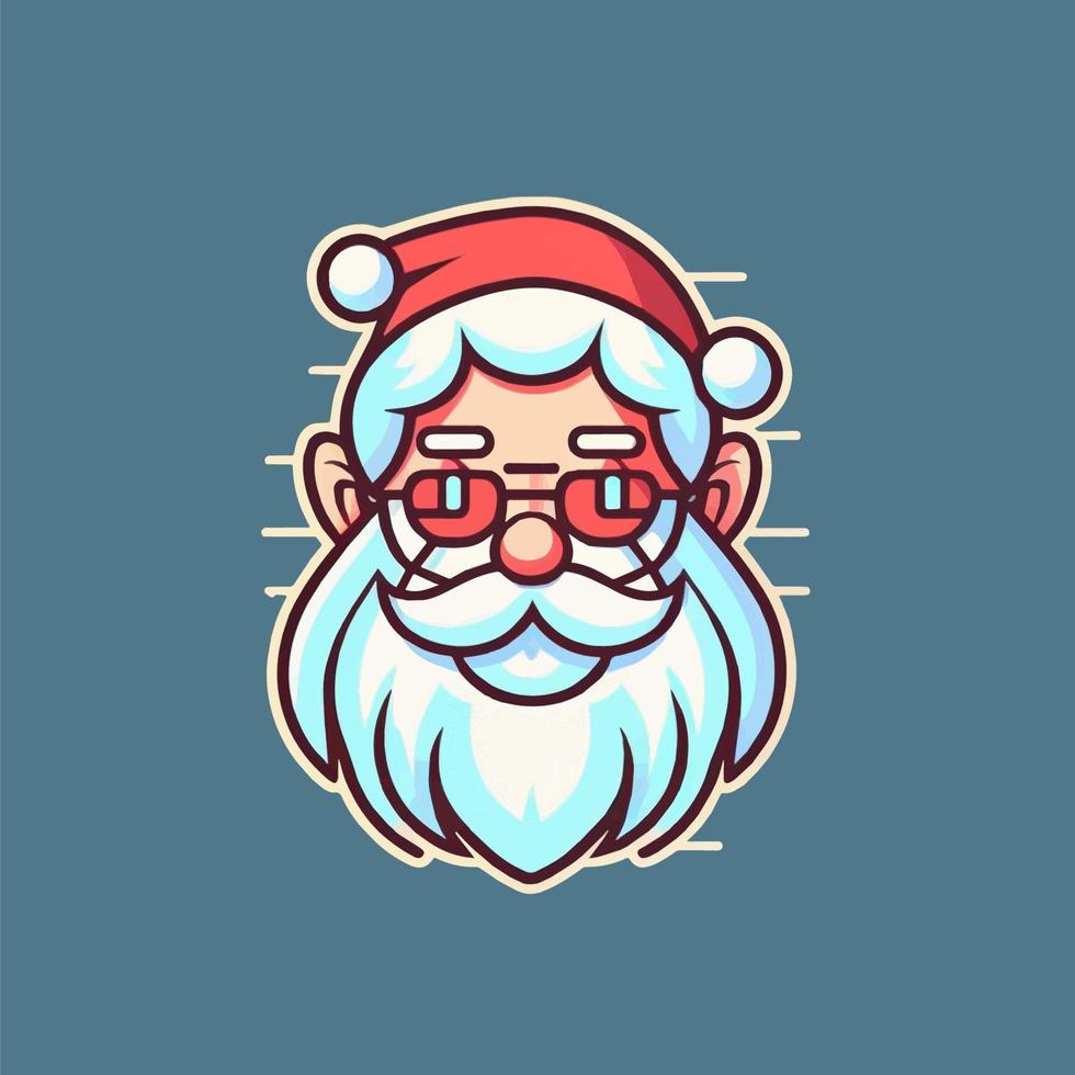 ilustración para navidad logotipo de santa claus mascota de dibujos animados feliz navidad y feliz año nuevo tarjeta de felicitación vector