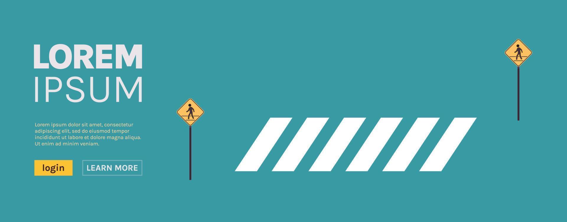 Pedestrian sign and traffic road sign flat vector illustration.
