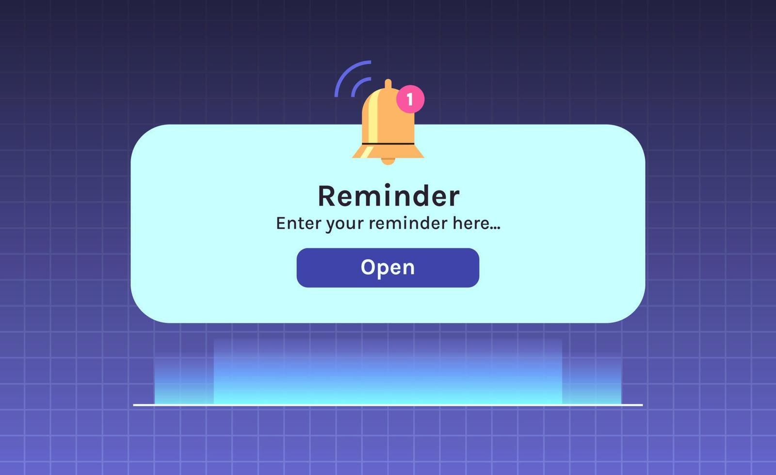 Reminder, notification page with floating elements and business planning, events, timetable flat vector illustration.