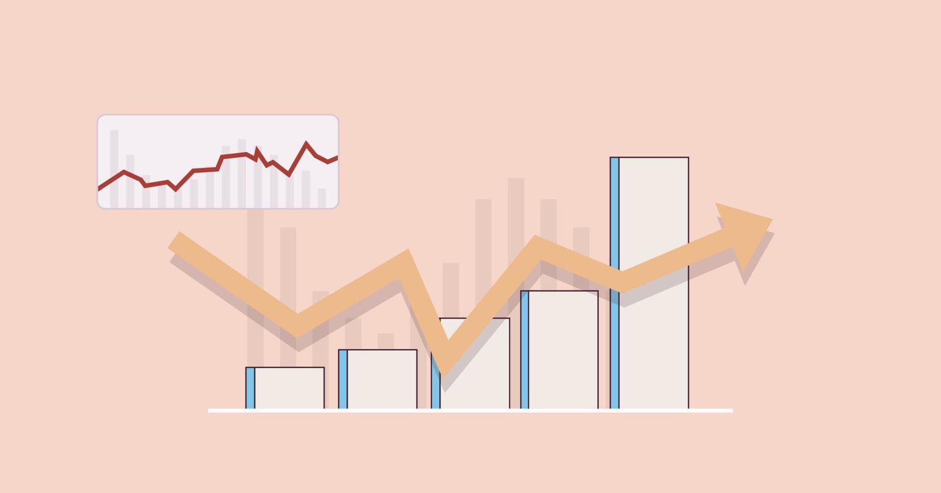Finance growth and analyzing investments, celebrating financial success, money growth increasing concept flat vector illustration.