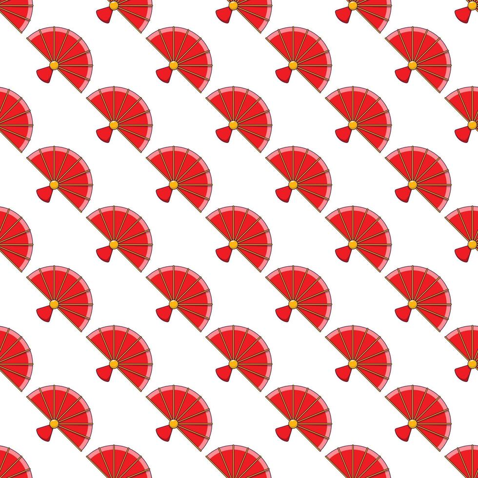 Colorful vector seamless pattern of cartoon red fan. Perfect for printing on various surfaces such as papers, fabric, wood etc. Chinese New year concept