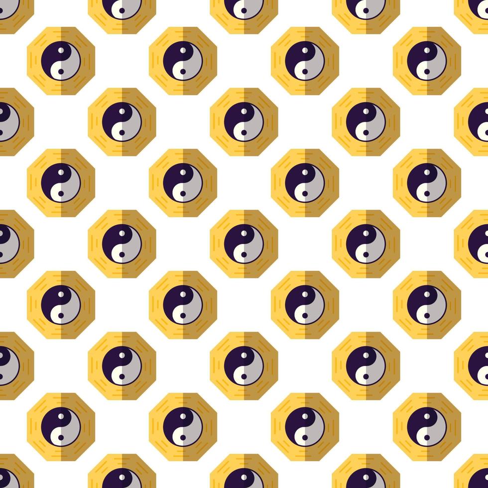 Vivid seamless vector pattern of flat yin yang postcards, placards, printing, wrapping. Chinese New Year concept