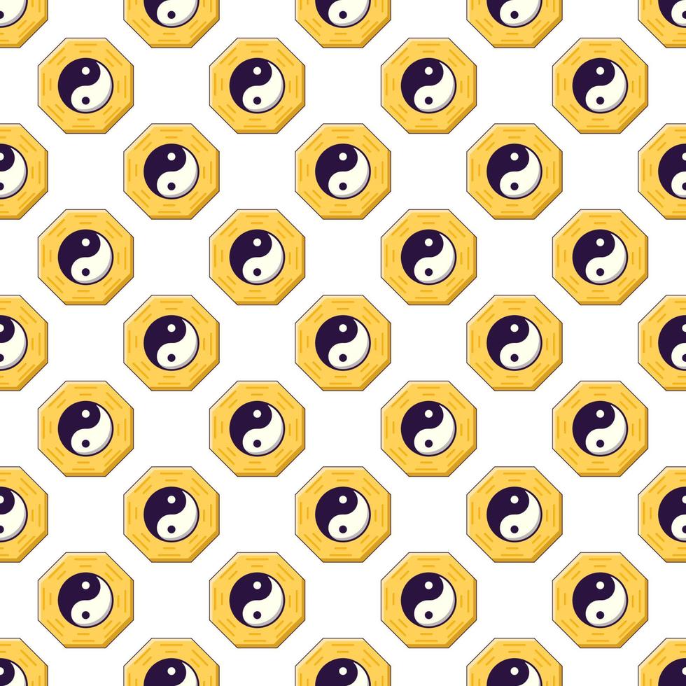 Colorful vector seamless pattern of cartoon yin yang. Perfect for printing on various surfaces such as papers, fabric, wood etc. Chinese New year concept