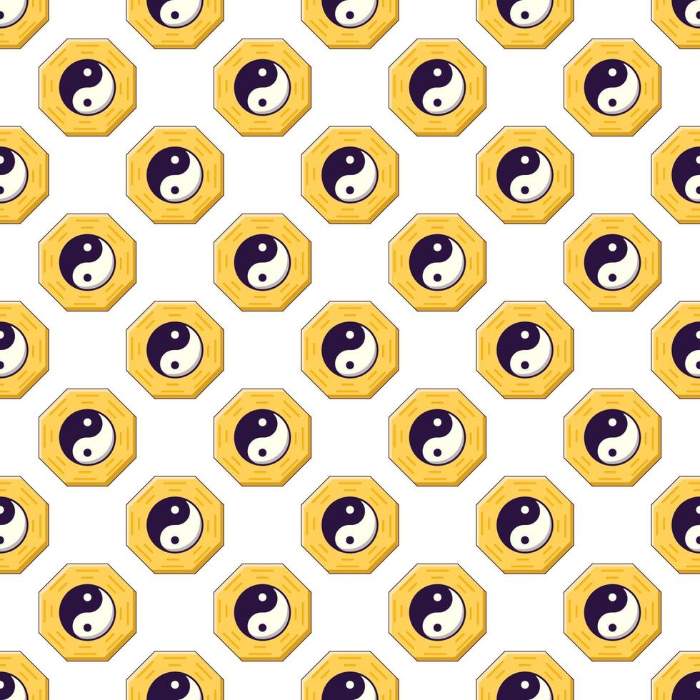 Colorful vector seamless pattern of cartoon yin yang. Perfect for printing on various surfaces such as papers, fabric, wood etc. Chinese New year concept