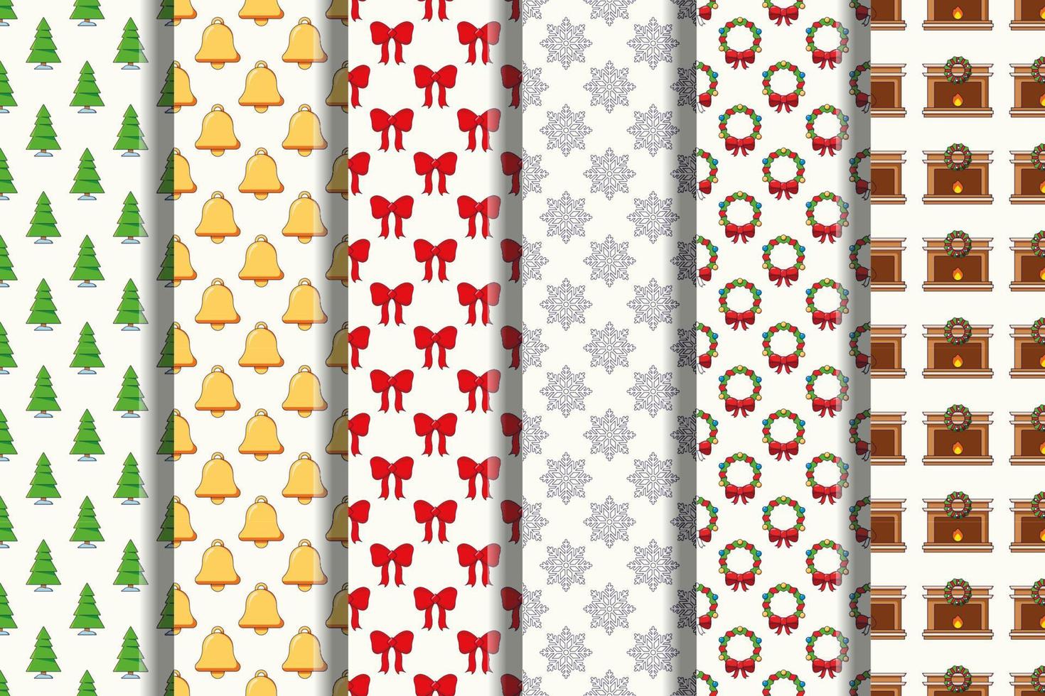 Set of vector seamless patterns of deer, snowman, ginger man for wallpapers, postcards, textile, placards