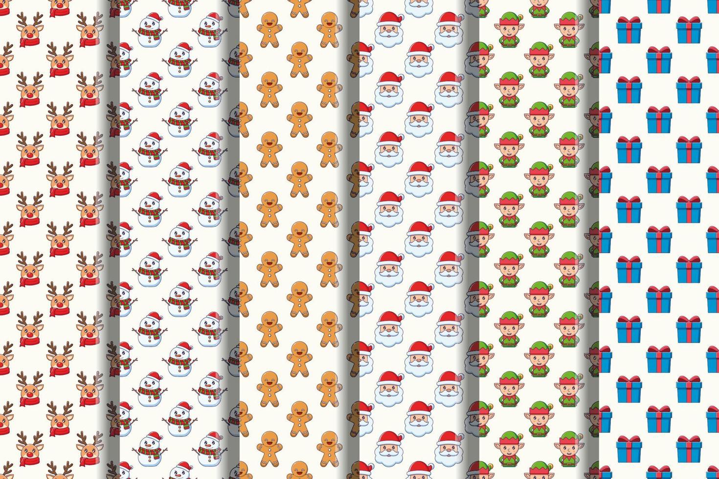 Set of vector seamless patterns of tree, snow, bow for wallpapers, postcards, textile, placards