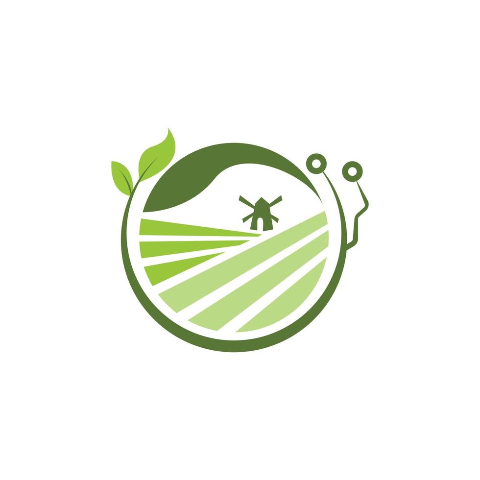 logotipo de agricultura de granja de tecnología vector