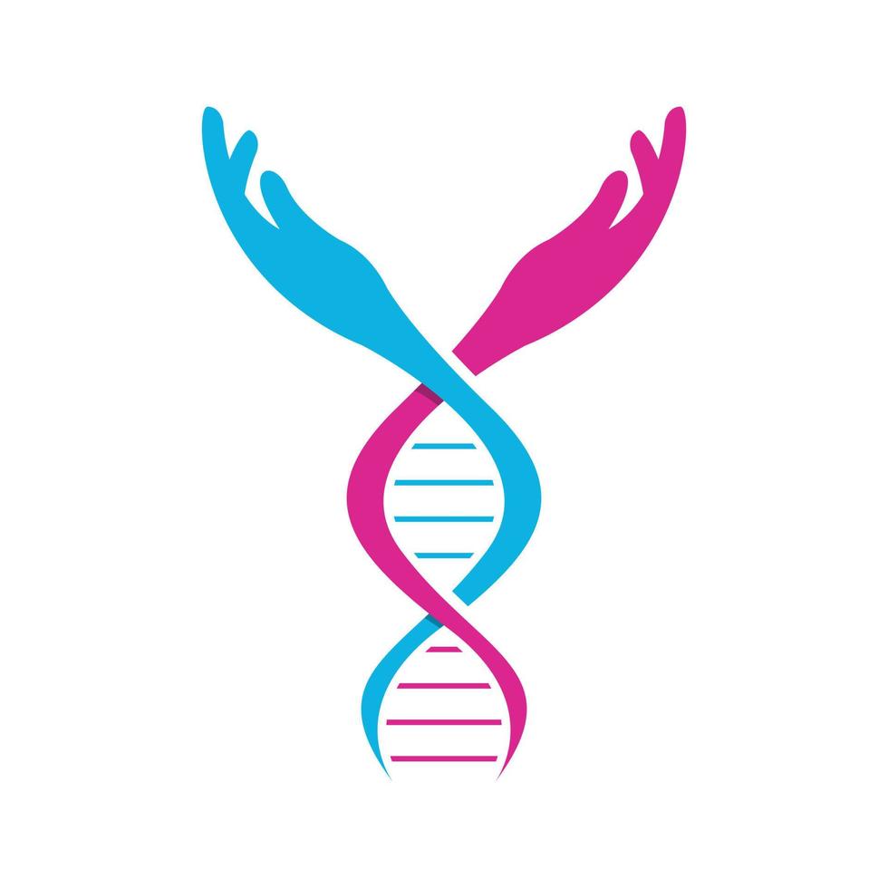 Two hand and DNA symbol logo template vector