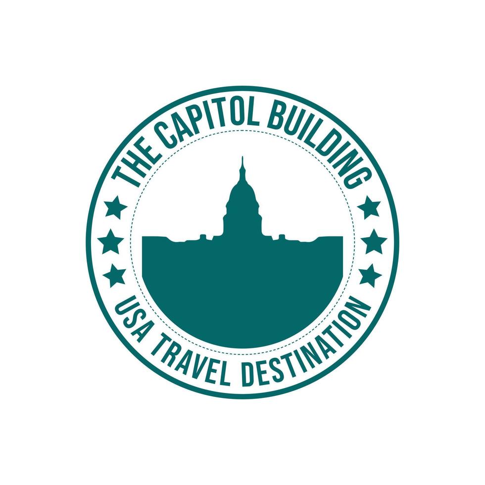 Circle rubber stamp with the Capitol building travel destination vector