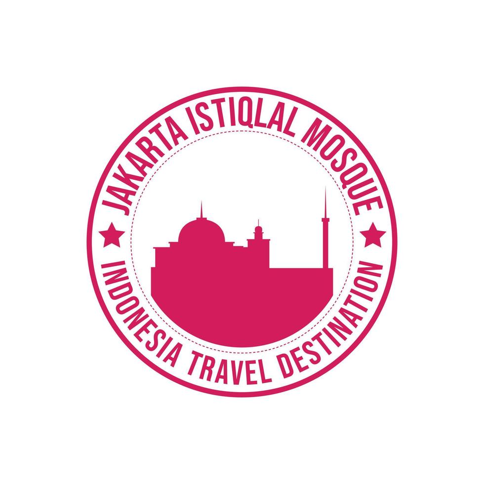 Rubber stamp with the text Jakarta Istiqlal mosque travel destination vector