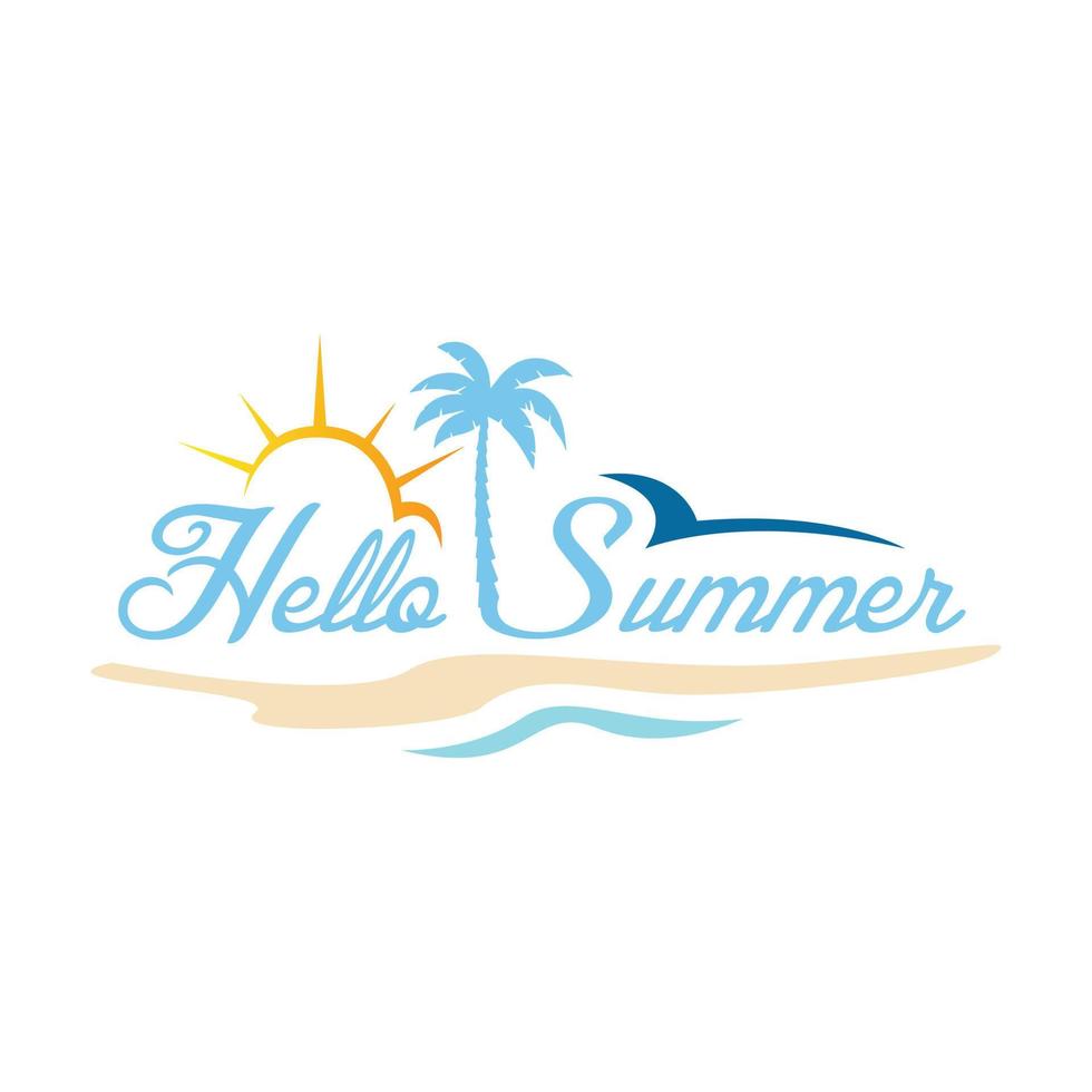 Hello Summer logo vector design illustration