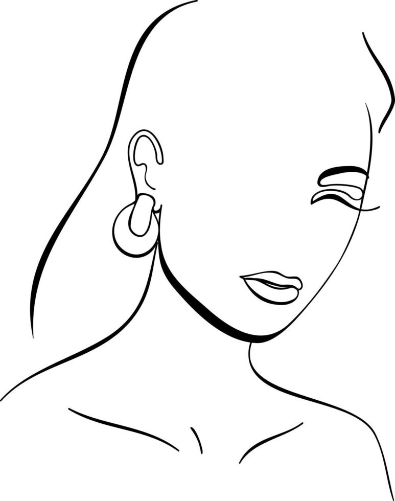 Fashion lineart portrait of young beautiful woman vector