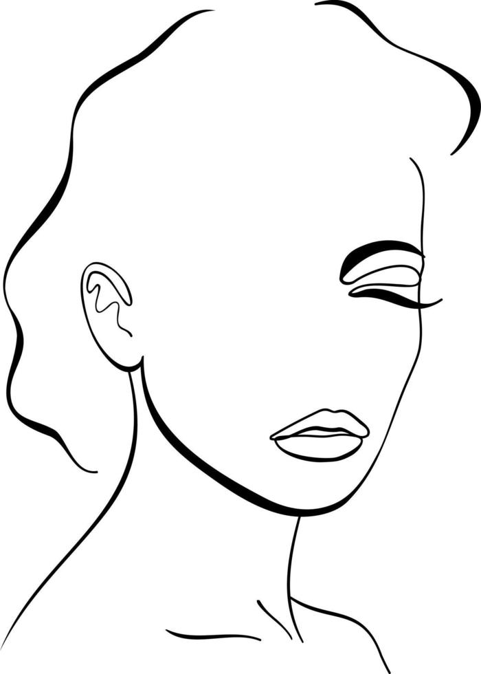 Fashion lineart portrait of young beautiful woman vector