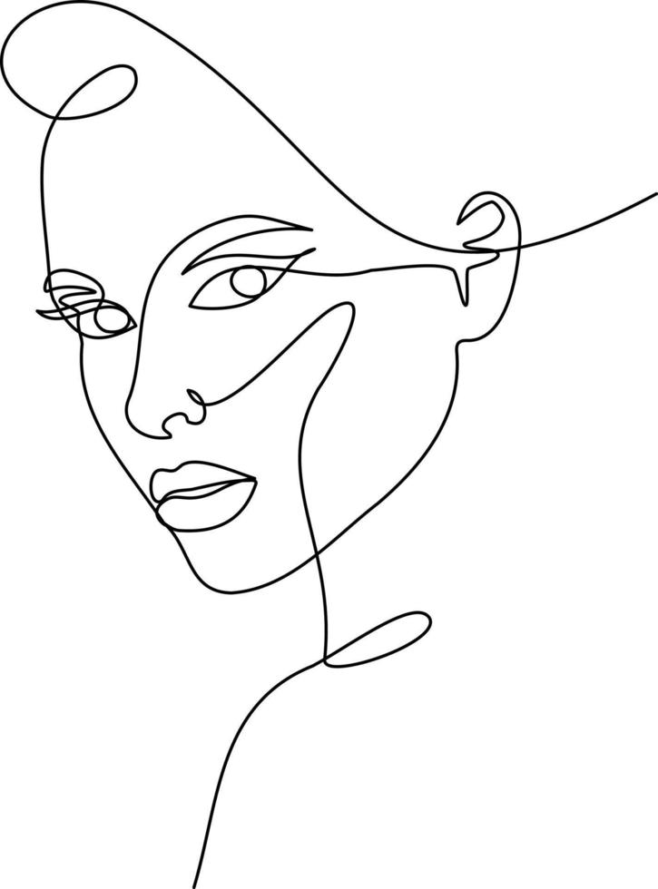 Fashion lineart portrait of young beautiful woman vector