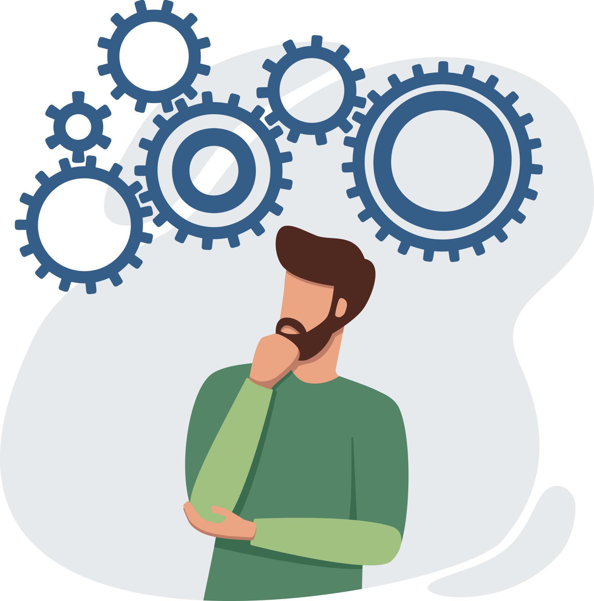 Puzzled man looking for problem solution 14744575 Vector Art at Vecteezy