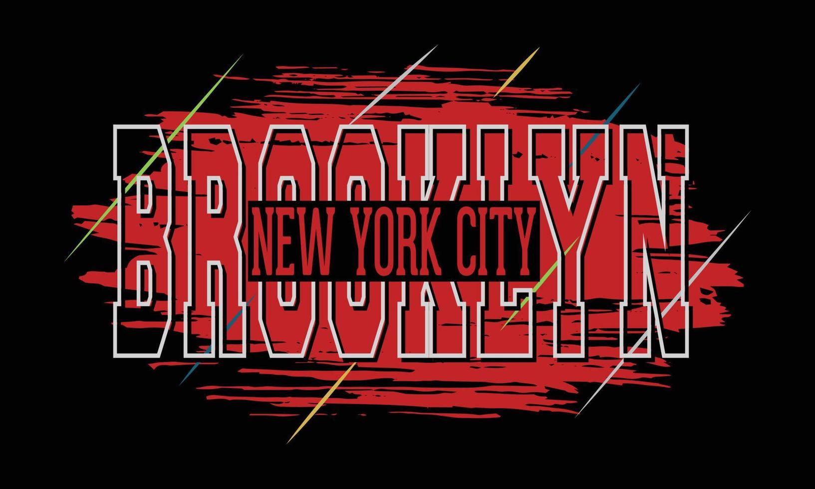 Brooklyn New York City T-shirt illustration and colorful design. vector