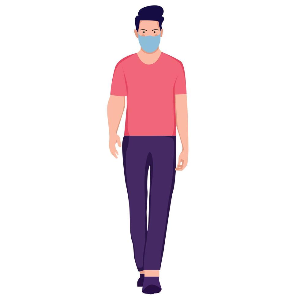 man wearing face mask illustration vector