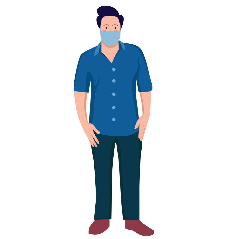 man wearing face mask illustration vector