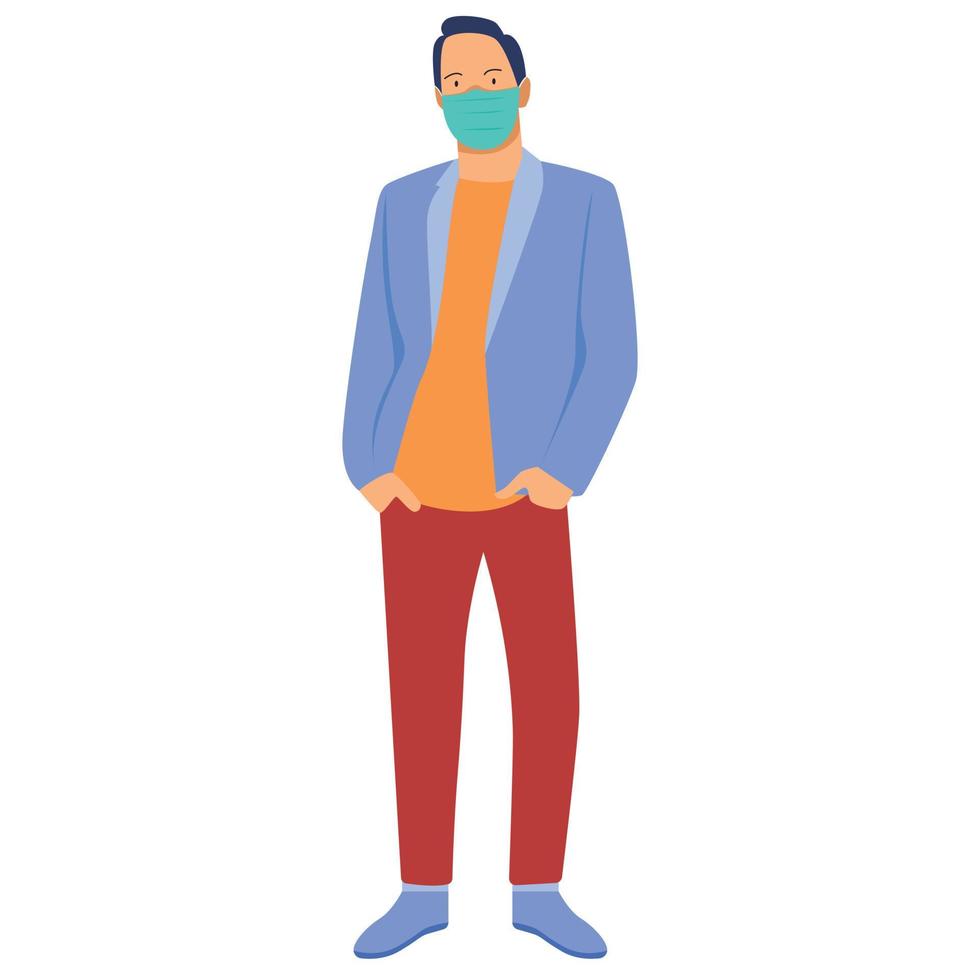 man wearing face mask illustration vector