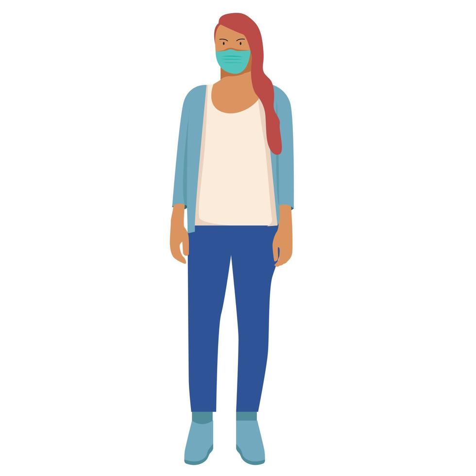 woman with mask vector illustration