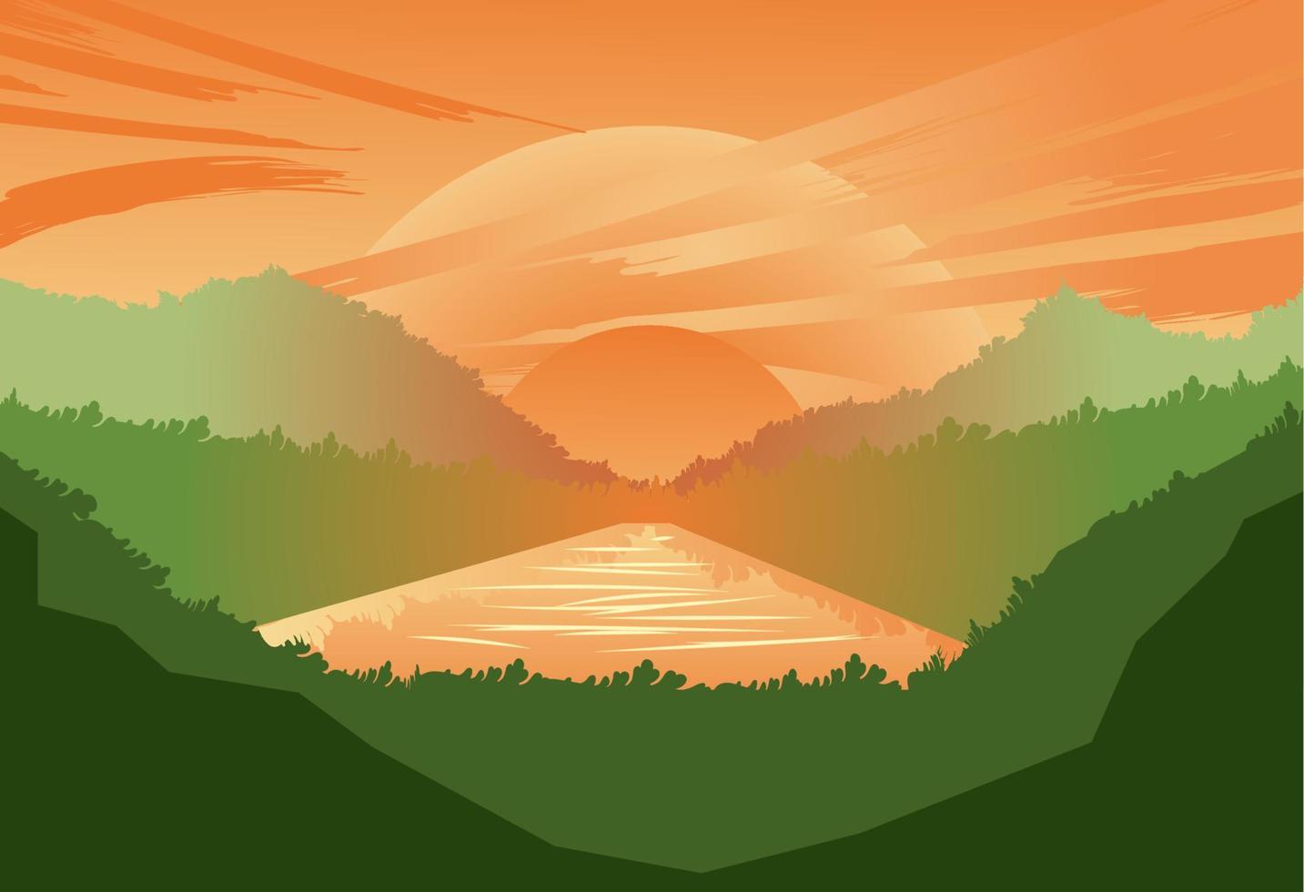 Flat landscape design illustration. Eps 10 vector