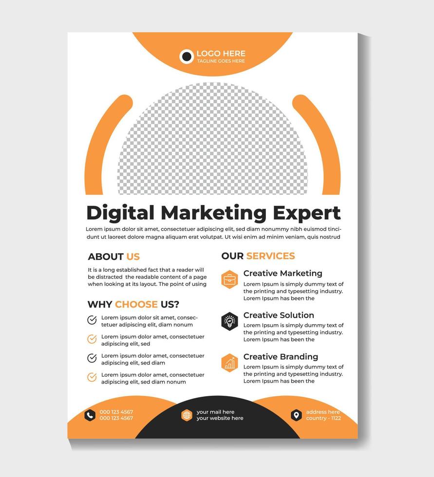 Corporate business flyer design, digital marketing agency premium vector Pro Vector