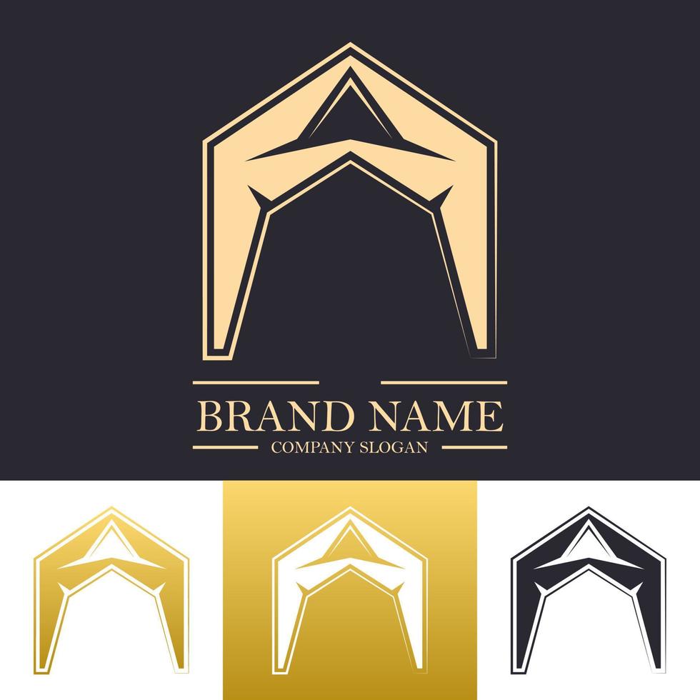 Simple luxury letter A logo design with up sign concept vector