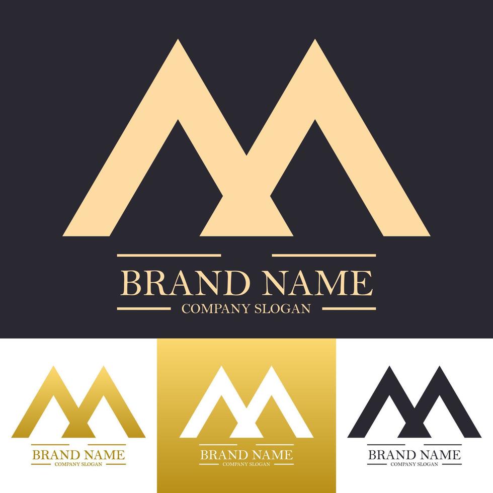 Simple letter AA logo design in gold color with mountains or bird concept vector