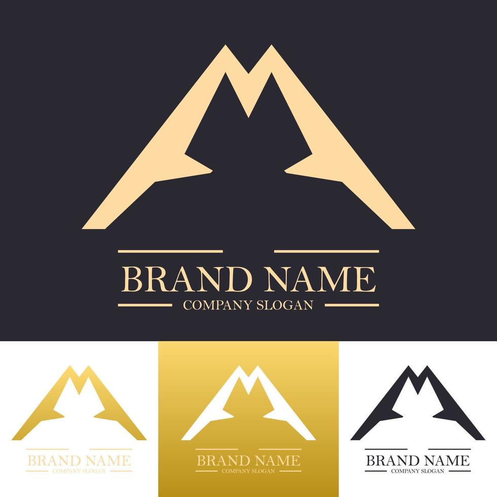 Simple A logo with pen tool concept in gold color vector