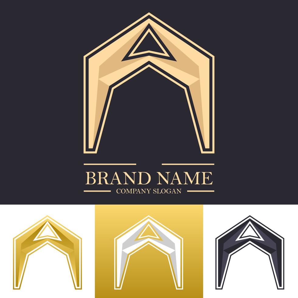 diseño de logotipo de letra a o f premium abstracto en color dorado con concepto 3d vector