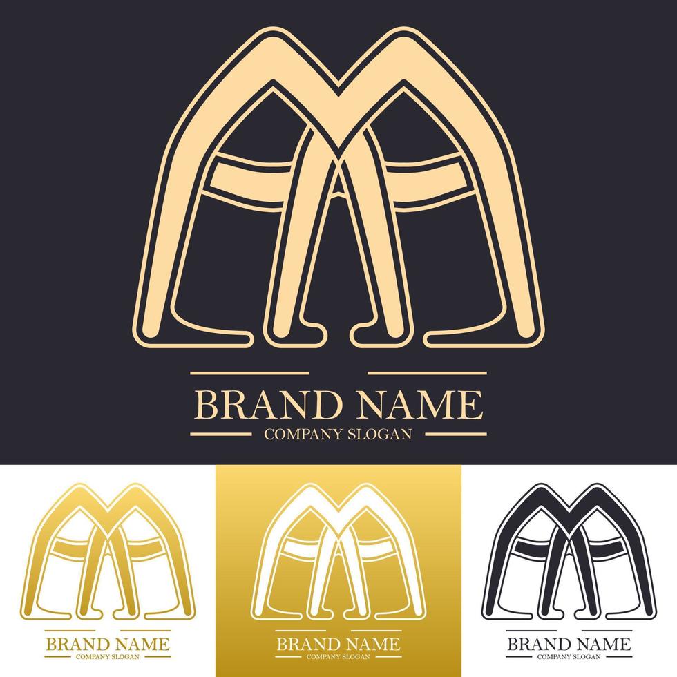 Simple abstract letter A logo in gold color vector