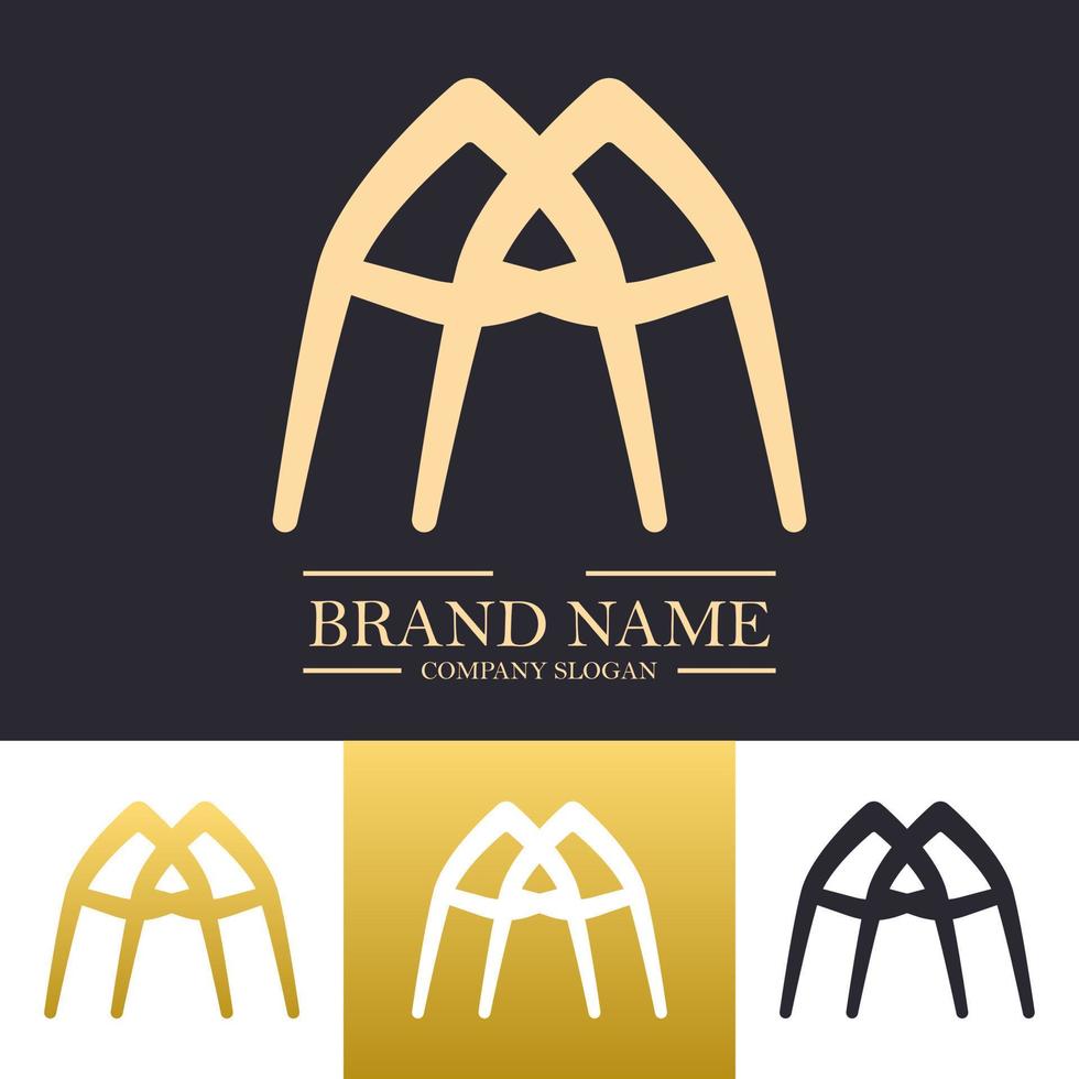 Abstract gold letter A logo with up arrow or up sign vector