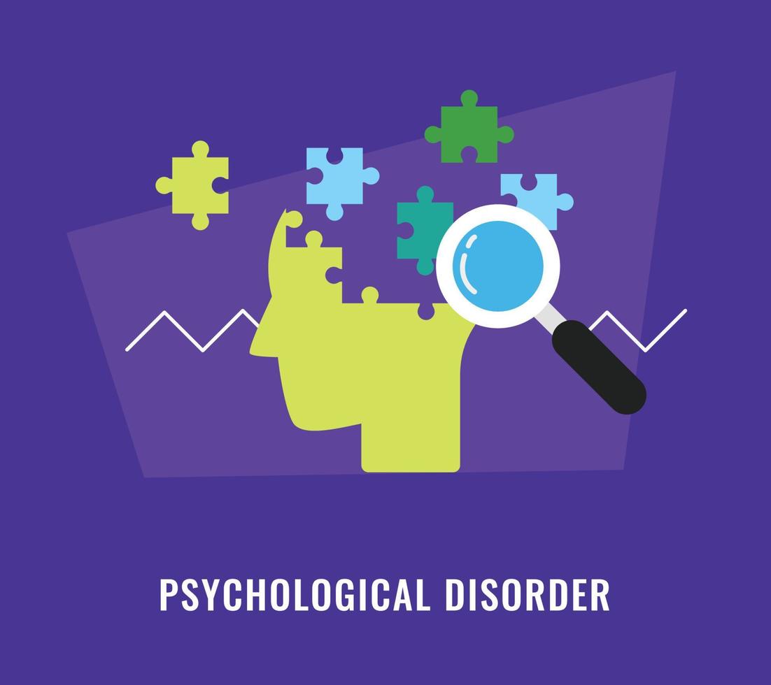 Psychological disorder with head and jigsaw puzzle illustration vector