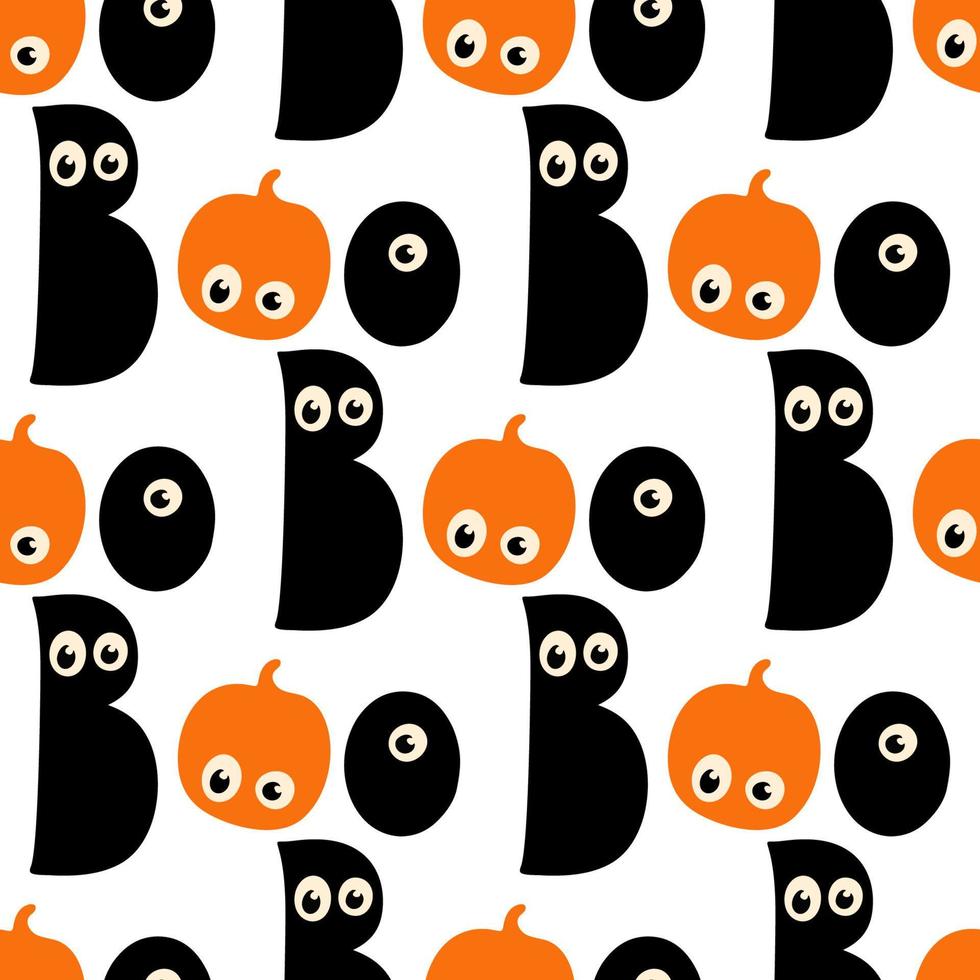 Halloween seamless pattern with Boo illustration orange black color vector